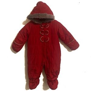 First Impressions Infant Babies Full Body Snow Suit Sz 0-3 Month Girls Bow